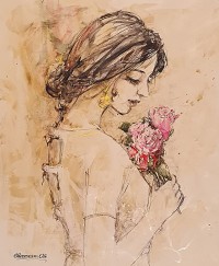 Moazzam Ali, Flower & Flower Series, 20 x 24 Inch, Watercolor on Paper, Figurative Painting, AC-MOZ-148